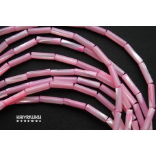 Перламутр тонированный розовый, трубочки 4х13 мм, набор 7 бусин