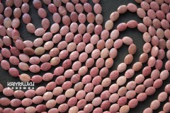 Полевой шпат "розовый", граненый овал 6х8 мм, набор 11 бусин