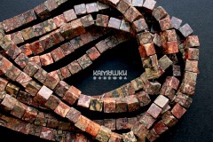 Риолит ("Яшма Птичий глаз"), кубик гладкий 8 мм, набор 11 бусин