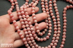 Родохрозит яркий, шар гладкий 6,5 мм, набор 7 бусин Родохрозит яркий, шар гладкий 6,5 мм, набор 7 бусин