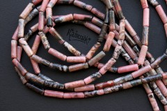 Родонит, трубочки гладкие 4х13 мм, набор 7 бусин Родонит, трубочки гладкие 4х13 мм, набор 7 бусин
