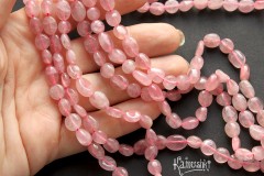 Розовый кварц, мадагаскарский, галтовка, 8х9 мм, набор 9,5 см