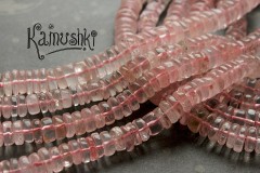 Розовый кварц, облагороженный, рондели, набор 29 бусин Розовый кварц, облагороженный, рондели, набор 29 бусин