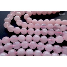 Розовый кварц "мадагаскарский", шар гладкий 10 мм, набор 9 бусин
