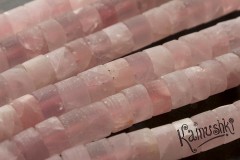 Розовый кварц, облагороженный, рондель-диск, набор 10 бусин