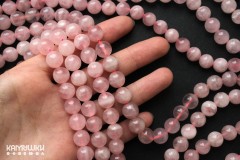 Розовый кварц "мадагаскарский", шар гладкий 10 мм, набор 10 бусин
