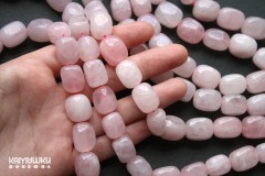 Розовый кварц, галтовка-овал 13-17 мм, набор 6 бусин