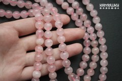 Розовый кварц "мадагаскарский", прозрачный, теплые оттенки, шар гладкий 9 мм, набор 11 бусин Розовый кварц "мадагаскарский", прозрачный, теплые оттенки, шар гладкий 9 мм, набор 11 бусин