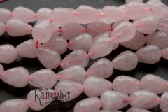 Розовый кварц, облагороженный, граненая капля, набор 8 бусин