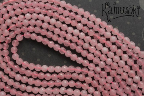 Розовый кварц, облагороженный, граненый шар 6 мм, набор 14 бусин Розовый кварц, облагороженный, граненый шар 6 мм, набор 14 бусин