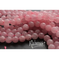 Розовый кварц, облагороженный, граненый шар 8 мм, набор 11 бусин