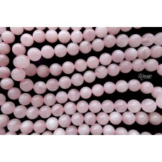 Розовый кварц "мадагаскарский" облагороженный, гладкий шар 6,5 мм, набор 14 бусин