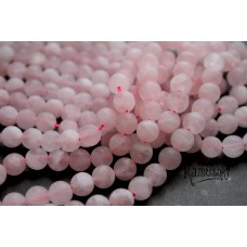 Розовый кварц, облагороженный, матовый, шар 8 мм, набор 12 бусин