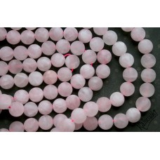 Розовый кварц, облагороженный, матовый, шар 10 мм, набор 9 бусин