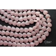 Розовый кварц "мадагаскарский", сердце 16 мм, набор 3 бусины