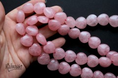 Розовый кварц, мадагаскарский облагороженный, бусина "сердечко" 16х18 мм, набор 3 бусины