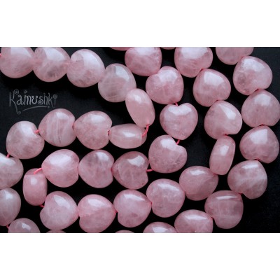 Розовый кварц, мадагаскарский облагороженный, бусина "сердечко" 16х18 мм, набор 3 бусины