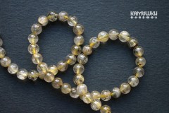 Кварц золотистый рутиловый, пестрый, шар гладкий 7 мм, набор 6 бусин