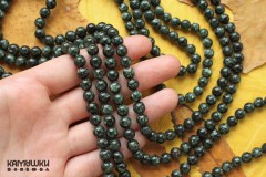 Серафинит, гладкий шар 6,5 мм, набор 15 бусин                                        