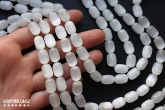 Селенит, бочонок гладкий 8х12 мм, набор 7 бусин