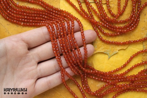 Сердолик, шар граненый 3 мм, набор 9,5 см