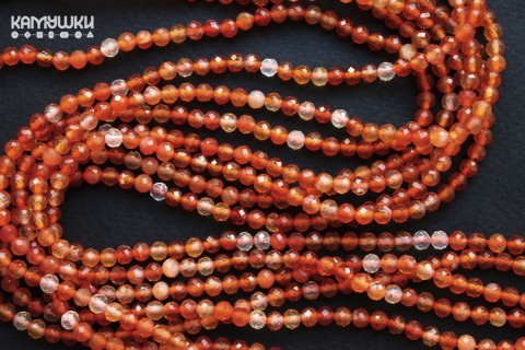 Сердолик, микс, шар граненый 4 мм, набор 9 см.