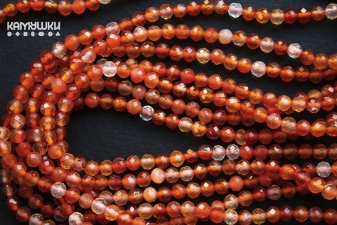 Сердолик, микс, шар граненый 4 мм, набор 9 см.