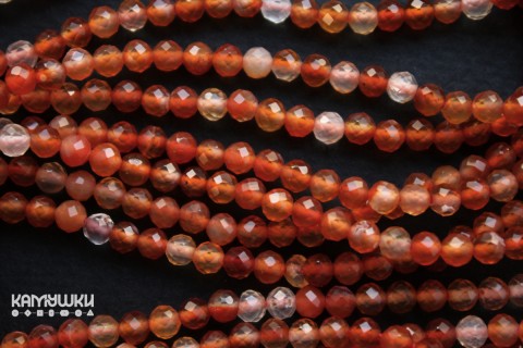 Сердолик, микс, шар граненый 4 мм, набор 9 см.