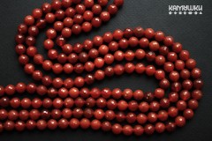 Сердолик тёмный, шар граненый 8 мм, набор 12 бусин