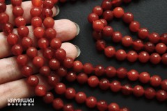 Сердолик тёмный, шар граненый 8 мм, набор 12 бусин