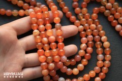 Сердолик светлый, шар гладкий 8 мм, набор 12 бусин Сердолик светлый, шар гладкий 8 мм, набор 12 бусин