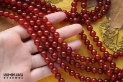 Сердолик однотонный, шар гладкий 8 мм, набор 12 бусин