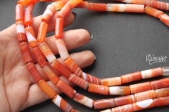 Сердолик полосатый, облагороженный, трубочки гладкие 8х19 мм, набор 5 бусин Сердолик полосатый, облагороженный, трубочки гладкие 8х19 мм, набор 5 бусин