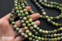 Серпентин светлый пестрый, шар гладкий 8,5 мм, набор 11 бусин