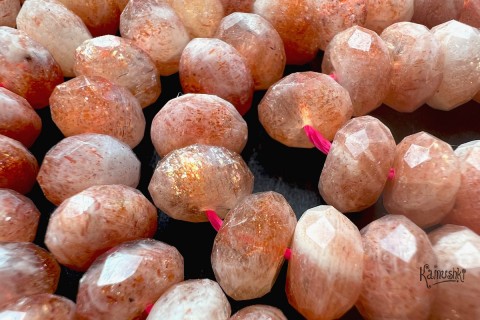 "Солнечный камень", граненый рондель, 4х6 мм, 12 бусин