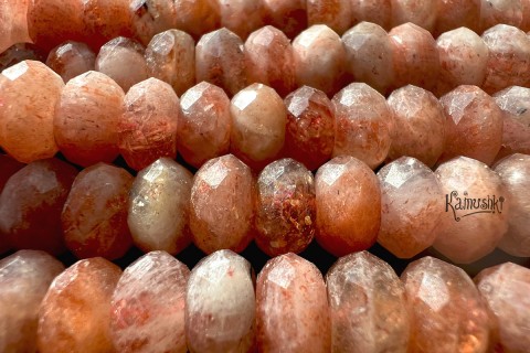 "Солнечный камень", граненый рондель, 4х6 мм, 12 бусин