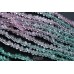 Стекло, микс "зеленый-розовый", кристаллы, нить 38 см