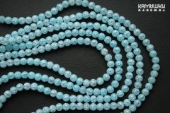"Ледяной кварц" стекло, голубой, шар гладкий 8 мм, набор 12 бусин