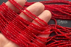 Стекло, цвет "красный", шар граненый 2 мм, нить 35 см Стекло, цвет "красный", шар граненый 2 мм, нить 35 см