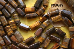 Тигровый глаз, цилиндры 7х12 мм, набор 6 бусин Тигровый глаз, цилиндры 7х12 мм, набор 6 бусин