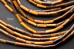 Тигровый глаз, гладкие трубочки 3х9 мм, набор 10 бусин Тигровый глаз, гладкие трубочки 3х9 мм, набор 10 бусин