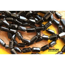 Турмалин черный (шерл), цилиндры "глянцевые" 8х14, набор 6 бусин