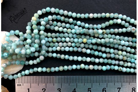 Амазонит, шар граненый 2,5-3 мм, набор 10 см