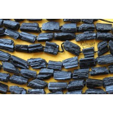 Турмалин черный (шерл), куски необработанные, набор 3 бусины