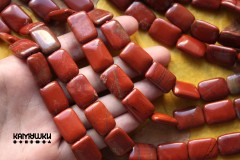 Яшма "красная", плоский прямоугольник, 13х18 мм, набор 5 бусин
