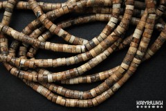 "Яшма пейзажная" (известняк окварцованный), рондель 2х4 мм, набор 9 см "Яшма пейзажная" (известняк окварцованный), рондель 2х4 мм, набор 9 см