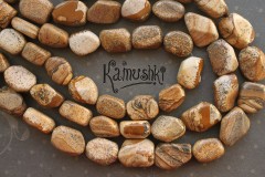 "Яшма пейзажная" (известняк окварцованный), крупная галтовка, набор 4 бусины "Яшма пейзажная" (известняк окварцованный), крупная галтовка, набор 4 бусины