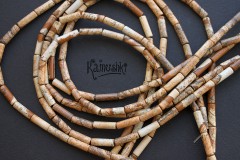 "Яшма пейзажная" (известняк окварцованный), трубочки гладкие 4х13 мм, набор 7 бусин "Яшма пейзажная" (известняк окварцованный), трубочки гладкие 4х13 мм, набор 7 бусин