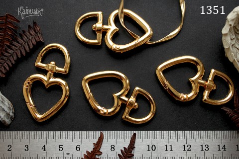 Застежка-карабин "сердце" 27х43 мм, №1351-0920, 1 шт