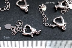 Застежка-карабин "сердце" с цепочкой, 10х13 мм, №1468-0920, 1 шт